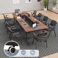 thumbnail image 4 of 47.2" Conference Table, 2 Pack Foldable Flip Top Modular Table with Silent Lockable Wheels, Space-Saving Mobile Training Desk for Office, Classroom & Meeting Spaces, Walnut, 4 of 7