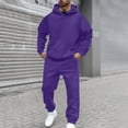 thumbnail image 4 of Matching Family Sweatsuits Lightweight Fleece Hooded Sweatshirt and Sweatpants Set for Cold Weather Cozy Couple Outfits, Purple L, 4 of 6