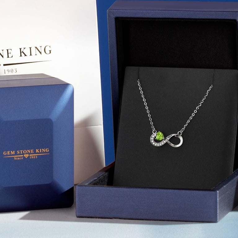 Gem Stone King 925 Sterling Silver Green Peridot Infinity Pendant