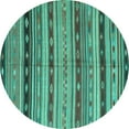thumbnail image 1 of Ahgly Company Indoor Round Southwestern Turquoise Blue Country Area Rugs, 3' Round, 1 of 4