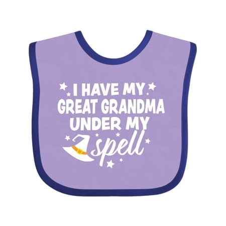 

Inktastic I Have My Great Grandma Under My Spell with Cute Witch Hat Gift Baby Boy or Baby Girl Bib