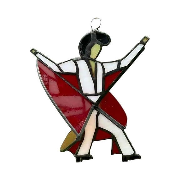 Dancing King Kinetic Spinner: Handmade Stained Glass Memphis Melody – DIY Sunlight Catcher for Outdoor & Indoor Decoration