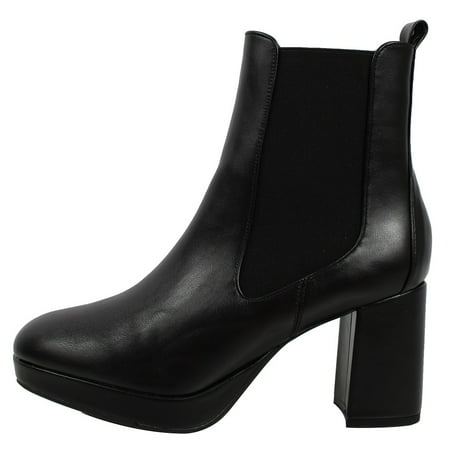 

Delicious Women s Chelsea Pull on Block Heel Dress Boot Black 9 M US