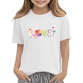 thumbnail image 4 of Girls Cotton T-Shirt Cute Love Bird Floral Graphic Short Sleeve Tee Soft Kids Top for Kids Little & Big Girls,Size 4 T, 4 of 9