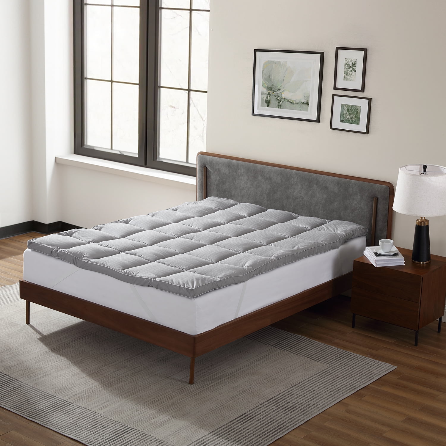 CirclesHome Grey Futon Mattress Toppers With Anti-Slip Anchors - Futon Cover Filled with Plush Down Alternative Fill - Full Size Futon Cover is Soft, Comfortable and Allergy Free (Size: 54 x 75 x 3)