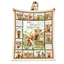 Highland Cow Print Blanket and Throws Cute Farm Animal Cow Gifts Throw Blankets Soft Cozy Plush Warm Bedding Blanket for Girls Kids Adults Couch Travel