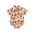 thumbnail image 2 of Aojekbee Baby Boy Halloween Romper PumpkinGhost Print Turn Down Collar Short Sleeve Gentleman Jumpsuit, 2 of 10