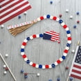thumbnail image 5 of IUAMXWU Independence Day Wooden Bead Garland Wreath Tiered Tray Decor Rustic Patriotic Red White Blue Beaded Garland with USA Flag for 4th of July Home Wall Hanging Decoration, 5 of 7