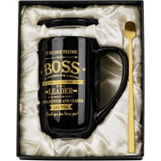 Boss Gifts - Best Bosses Day Gifts for Men Women - Funny Office Christmas Appreciation Gift for Boss Lady, Manager, Leader Female Male Birthday, Large 18 Oz Metal Glaze Ceramic Mug with Nice Gift Box
