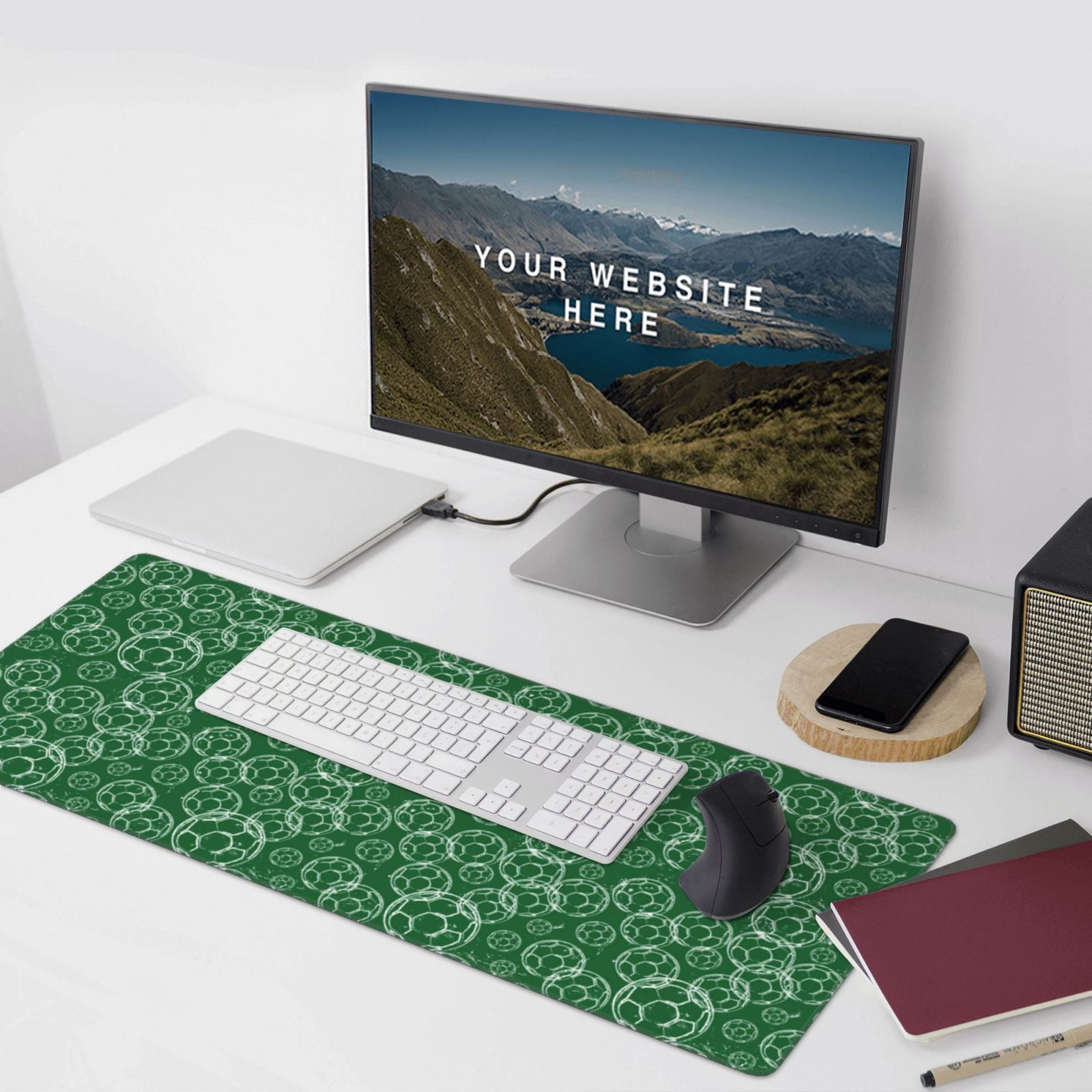 Xecao Soccer Print Large Mouse Pad, 16x35.5in Mousepad, Professional Non-Slip Rubber Base Big Mouse Pad, Mouse Pad for Gaming & Office Full Desk Mouse Pad