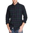 thumbnail image 1 of Weatherproof Mens Plaid Brushed Flannel Button Up Shirt, Green, Large, 1 of 1