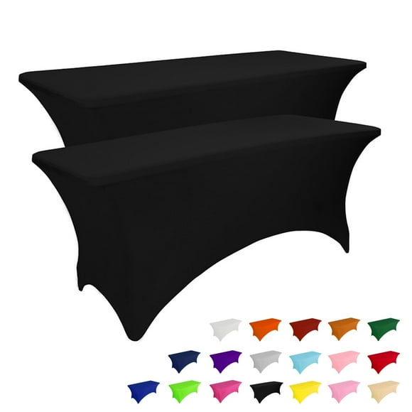 Mantel IVAPUPU de 4 pies para eventos rectangulares, negro, paquete de 2