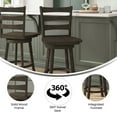 thumbnail image 3 of Taylor & Logan Ladderback Wooden Swivel Counter Stool with Footrest Gray Wash Walnut, 3 of 5