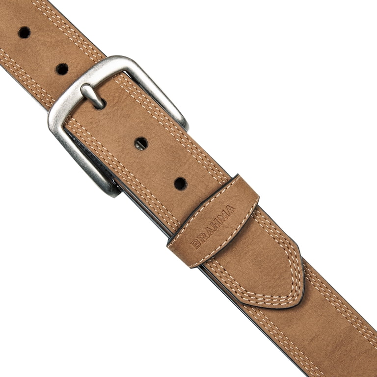 Brahma Triple Needle Stitch Leather Work Belt with Snap Buckle