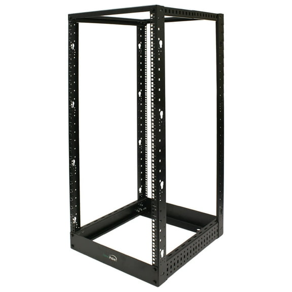 Navepoint 25U Professional 4-Post IT Open Frame Server Network Relay Rack 4.5 Feet Tall Black