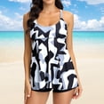 thumbnail image 3 of MKLEKYY Trajes De Baño mujer Natacion Summer Women V Neck Floral Print Swimsuit And Shorts Swimwear Bathing Beach Sexy Bikini 2 Piece Suits, 3 of 5