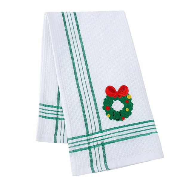 Towels for Bathroom,Christmas Embroidered Waffle Towels, Restaurant Kitchen Plates Bathroom Holiday Decorative Set