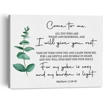 Come to Me Bible Verse Canvas Painting Framed Wall Art Decor for Home Living Room Bedroom, Matthew 11:28 – 30 Quote Canvas Poster Scripture Print Gifts