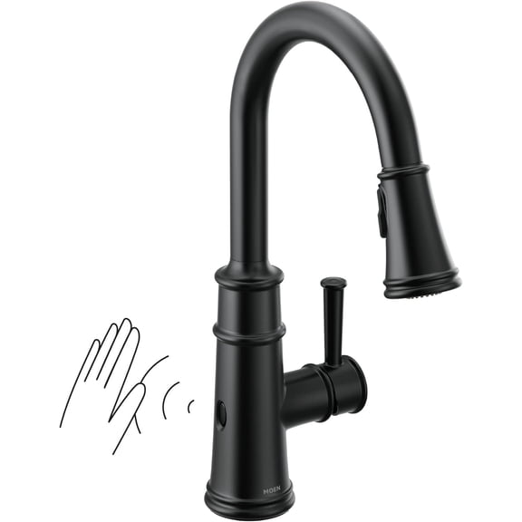 Moen 7260EWBL Belfield Touchless 1-Handle Pull-Down Sprayer Kitchen Faucet in Matte Black