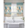 thumbnail image 5 of Teal Blue Brown Beach Coastal Sheer Curtains 54 Inch Length 2 Panels Set Window Treatments, Nautical Shell Starfish Coral Summer Rod Pocket Semi Curtains for Living Room/Bedroom/Kitchen, 104"W x 54"L, 5 of 7