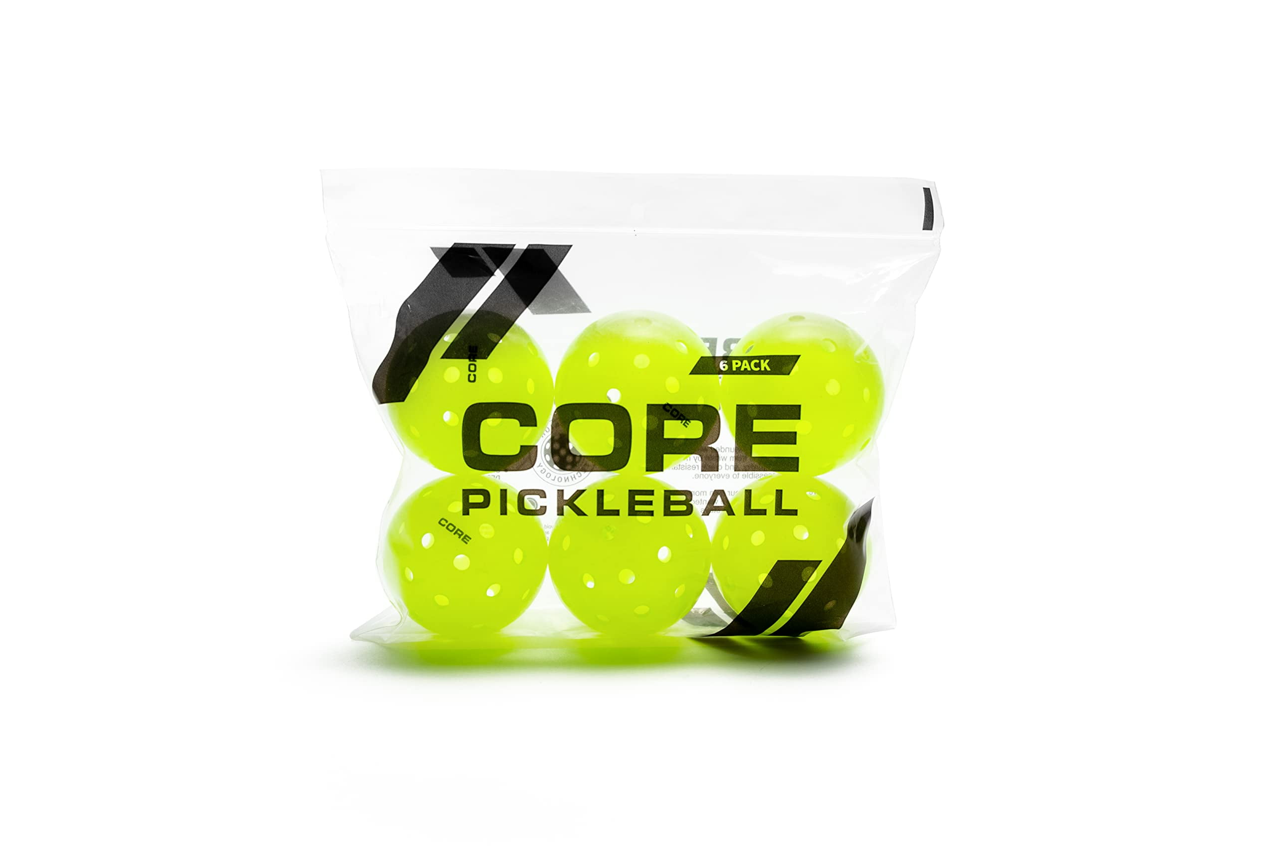 CORE Pickleball USA Outdoor, Neon Green, 6 Pack, Fast and Built to Last