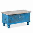 thumbnail image 4 of Wooden Carving Coffee Table/ Lifting Top Coffee Table/Coffee Table Storage/Small Coffee Table/Storage Trunk/rustic coffee table - Sky Blue, 4 of 6