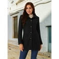 thumbnail image 3 of DARING DIVA Women's Midi-Length Notch Lapel Single-Breasted Overcoat Black L, 3 of 6