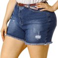 thumbnail image 1 of Unique Bargains Women's Plus Workout High Waist Distressed Jean Shorts, 1 of 6
