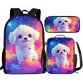thumbnail image 1 of Adjustable Strap School Backpack 3 Piece/Set Bookbags with Lunch Pouch Pencil Case Swing Panda Designer Knapsack, 1 of 7