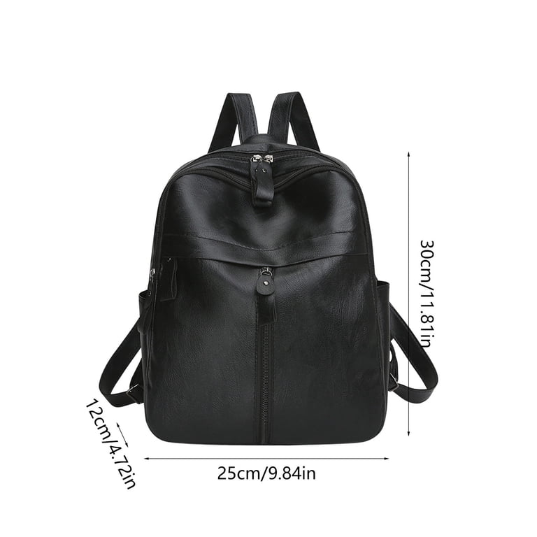black pu leather school backpack Leather Backpack for Men Women, Genuine PU Leather Rucksack, Large Capacity  Commuter Backpack, Laptop Daypack with Multiple Compartments, Travel