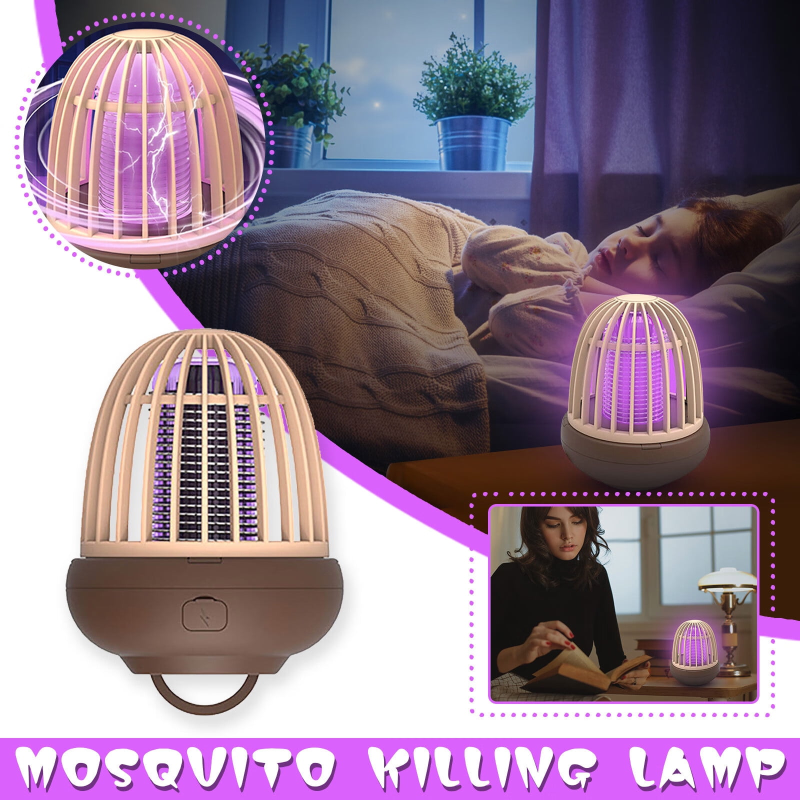KEVCHE Electric Mosquito Lamp Portable Mosquitoes Trap with Ray