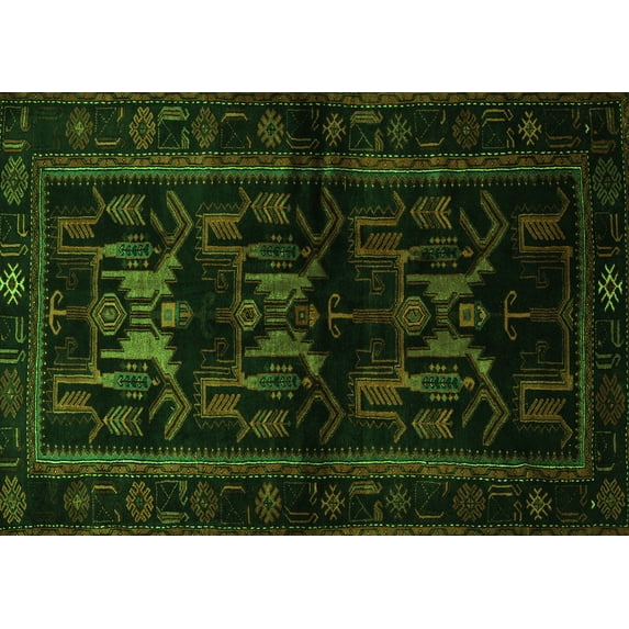 Ahgly Company Indoor Rectangle Animal Green Traditional Area Rugs, 8' x 10'