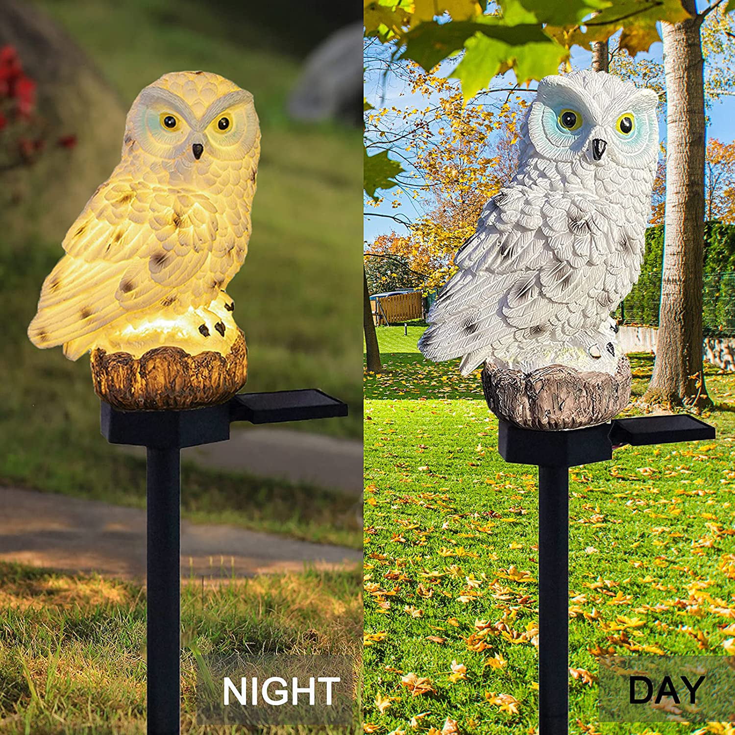 Solar Powered Outdoor Garden LED Animal Light Up Path Ornament White Owl 