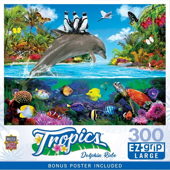 MasterPieces 300 Piece EZ Grip Jigsaw Puzzle - Dolphin Ride - 18"x24"