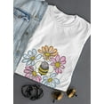 thumbnail image 3 of Cartoon Bee With Flowers T-Shirt Women -Image by Shutterstock, Female Small, 3 of 4
