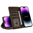 thumbnail image 4 of Feishell Crossbody Wallet Case for iPhone 14 Pro 6.1 inch,for Women Men,Retro PU Leather Magnetic Button Flip Stand Credit Card Holder Phone Case with Adjustable Shoulder Strap,Brown, 4 of 16