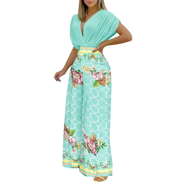 Traje de dos piezas informal de moda con cintura deportiva y estampado floral de verano para mujer Wmkox8yi bvn605