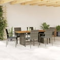 thumbnail image 1 of vidaXL 7 Piece Garden Dining Set with Cushions Grey Poly Rattan, 1 of 4