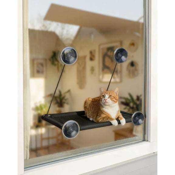 Cat Window Perch, Cat Hammock for Window, Safety Cat Window Perch for Cats Inside - Space Saving Window Mounted Cat Seat Cat Bed for Large Cats