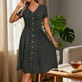 thumbnail image 4 of PFRNLF Summer Dresses for Women Short Sleeve Casual V Neck Swing Button Down Flowy Dress, 4 of 6