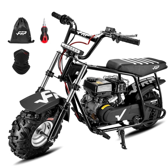 FRP GMB100 Performance 99cc Gas Powered Mini Dirt Bike, 28MPH Off-Road Motorcycle with Hydraulic Brakes, Suspension & SunF All-Terrain Tires – Black