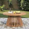thumbnail image 2 of Tcbosik Wood Coffee Table for Outdoor, 31.5" Round Table with Base, Accent Table for Backyard, Balcony, Lawn, Light Teak, 2 of 8