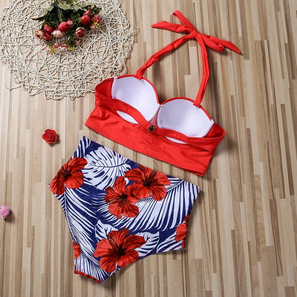 Conjunto de bikini push up para mujer Trajes de bano de cintura alta con estampado de flores delgadas de verano Nituyy GL714 YZ14257A2 Walmart en linea