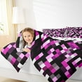 thumbnail image 5 of Manfei Abstract Pixel Bedding Comforter Set,Minimalism Geometric Checkered Twin Comforter Sets,Pink Black Bedding Set For Girls Boys,Super Cozy Room Decor Reversible,2 Pieces, 5 of 9