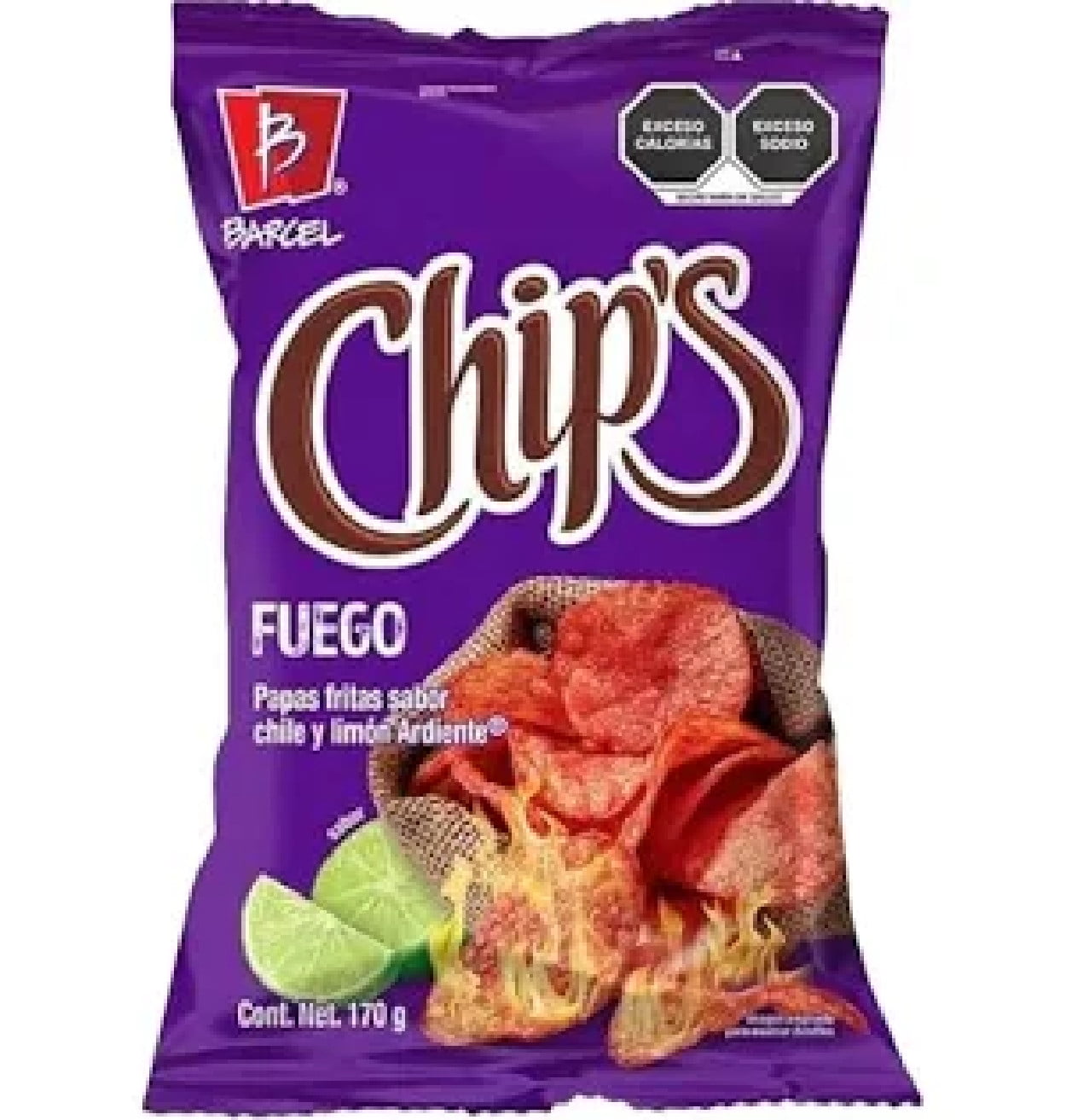 CHIP'S BARCEL PAPAS FRITAS SABOR CHILE Y LIMON - 170 G