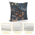 thumbnail image 4 of Orinice Snowman Snowy Town Lights Graphic Decorative Cushion Throw Pillow Cover Winter Pillow Case 1PC 18x18in, 4 of 5