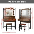 thumbnail image 6 of Vanity Table Set with Light Dress Desk with Storage Drawer, Lighted Mirror Makeup Table Women Girls Bedroom, Brown, 6 of 7
