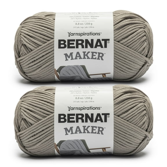 Bernat® Maker™ #5 Bulky Cotton Yarn, Clay 8.8oz/250g 317 Yards (2 Pack)