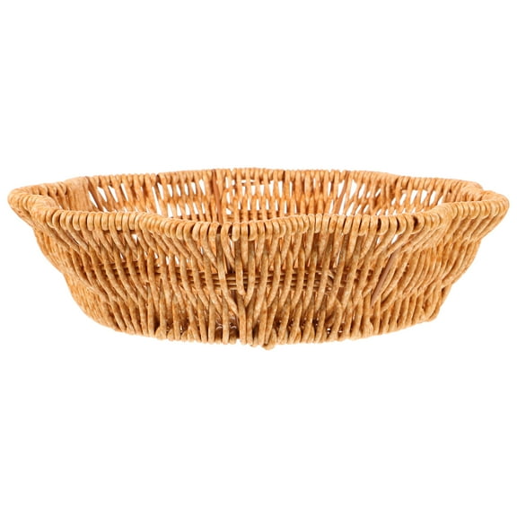 OUNONA Round Basket Tray Wicker Imitation Rattan Serving Tray Basket Table Decoration Tray Round Serving Tray for Dinner Table Decorative and Organizer Tray