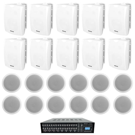 Restaurant Multi Room Audio System (10) 6.5  White Wall+12) 6  Ceiling Speakers price history on PriceWatchPro